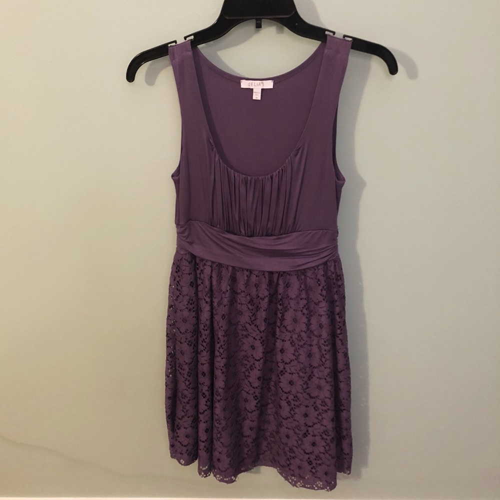 Delia’s Purple Cotton Floral Lace Dress